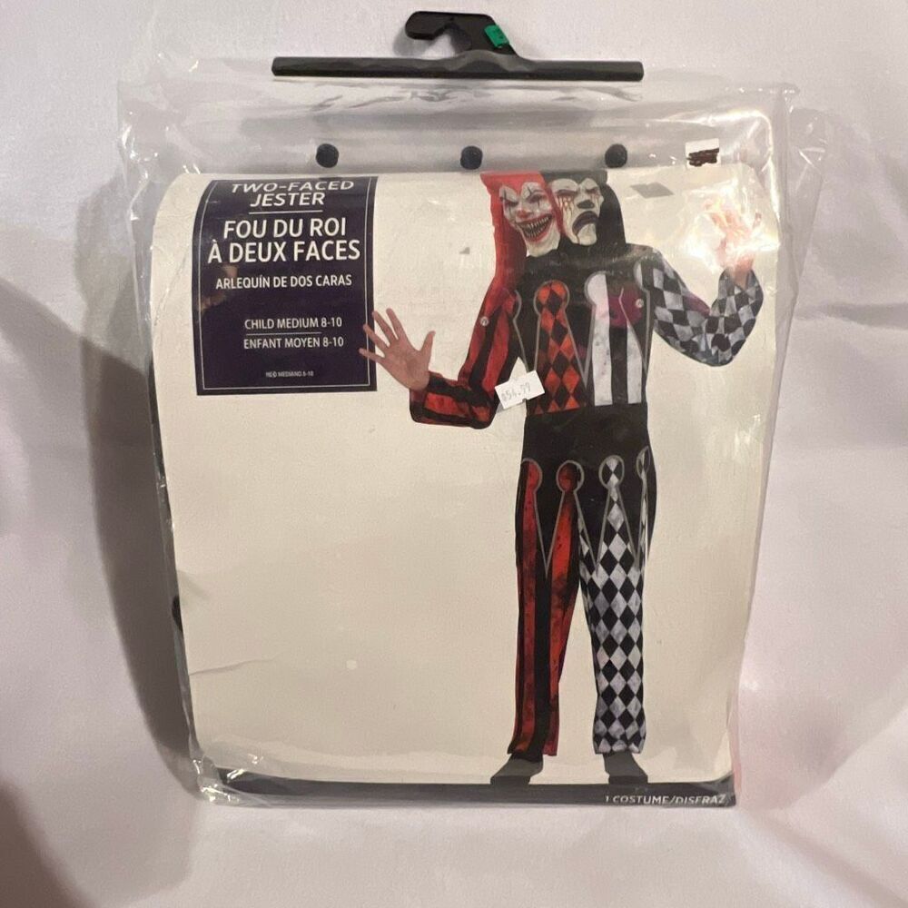 Party City Child Two-Faced Jester Evil Clown Circus Halloween Costume Medium NWT